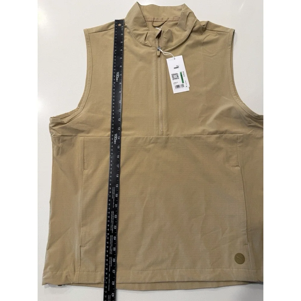 Puma Ripguard Golf Vest Prairie Tan 628865 Mens Large NWT Quarter Zip Gilet